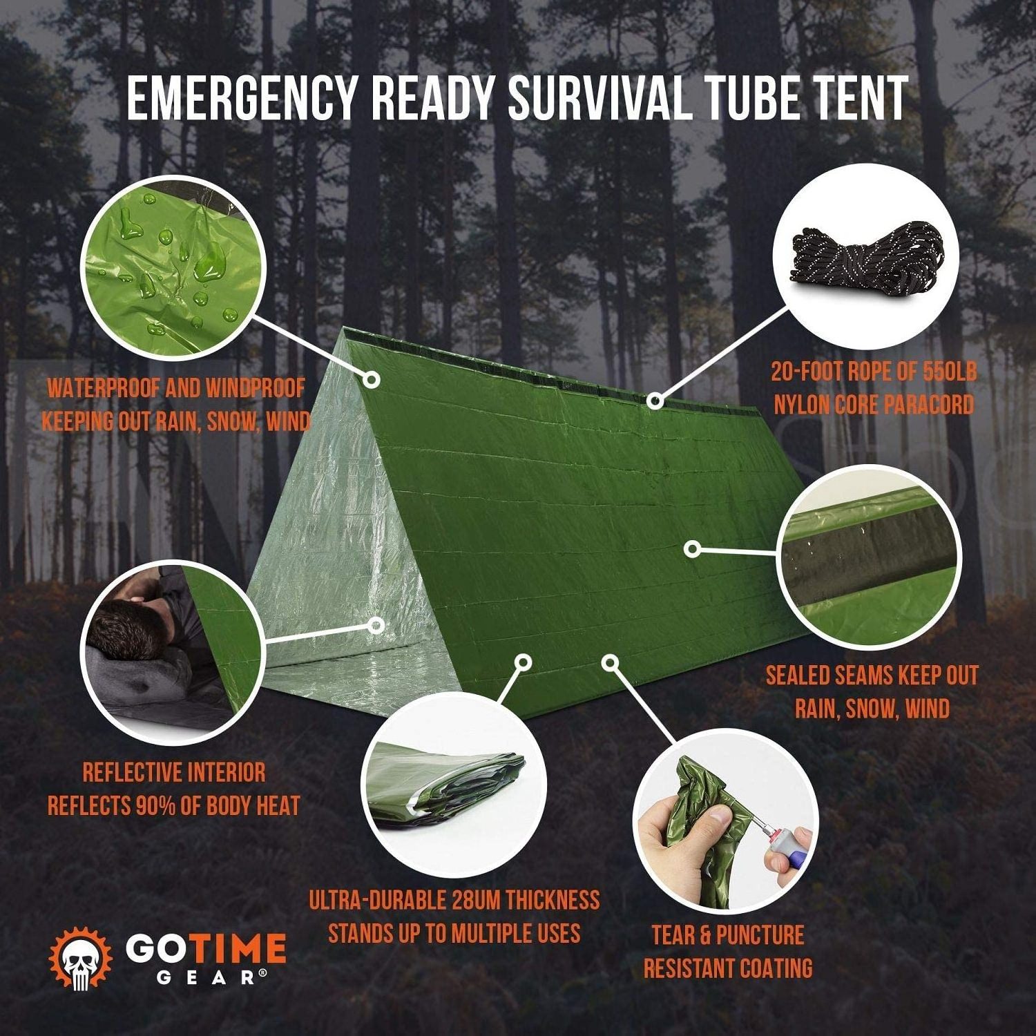 Go Time Gear Life 2 Person Emergency Tent  Use As Survival