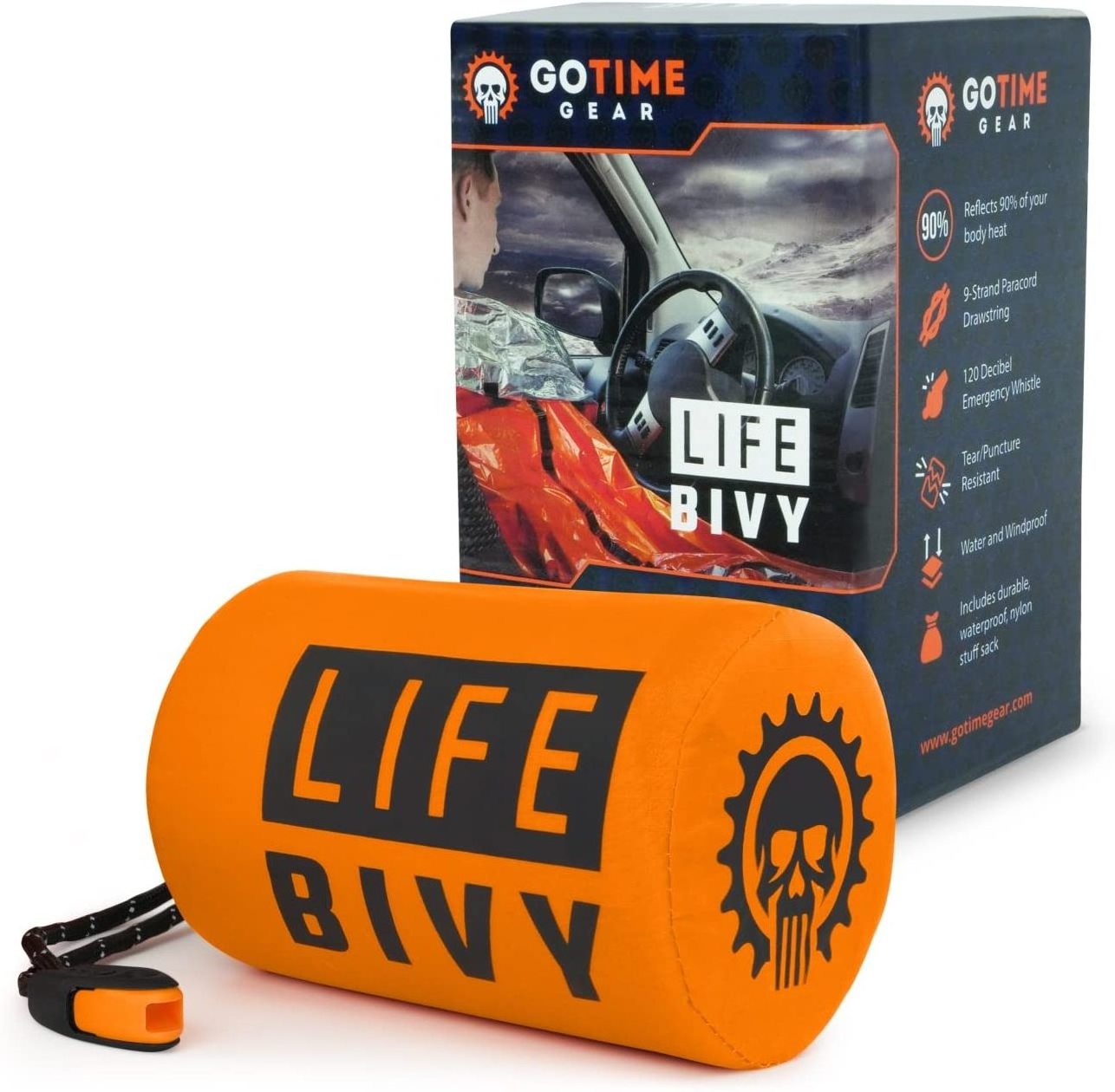 Go Time Gear Life Bivy Emergency Sleeping Bag Thermal Bivvy - Use as Emergency Bivy Sack, Mylar Emergency Blanket for camping