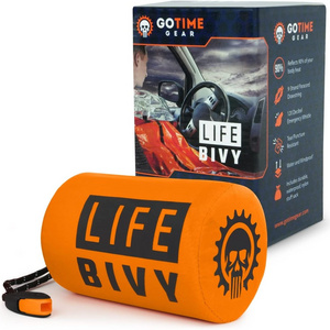 Go Time Gear Life Bivy Emergency Sleeping Bag Thermal Bivvy - Use as Emergency Bivy Sack, Mylar Emergency Blanket for camping