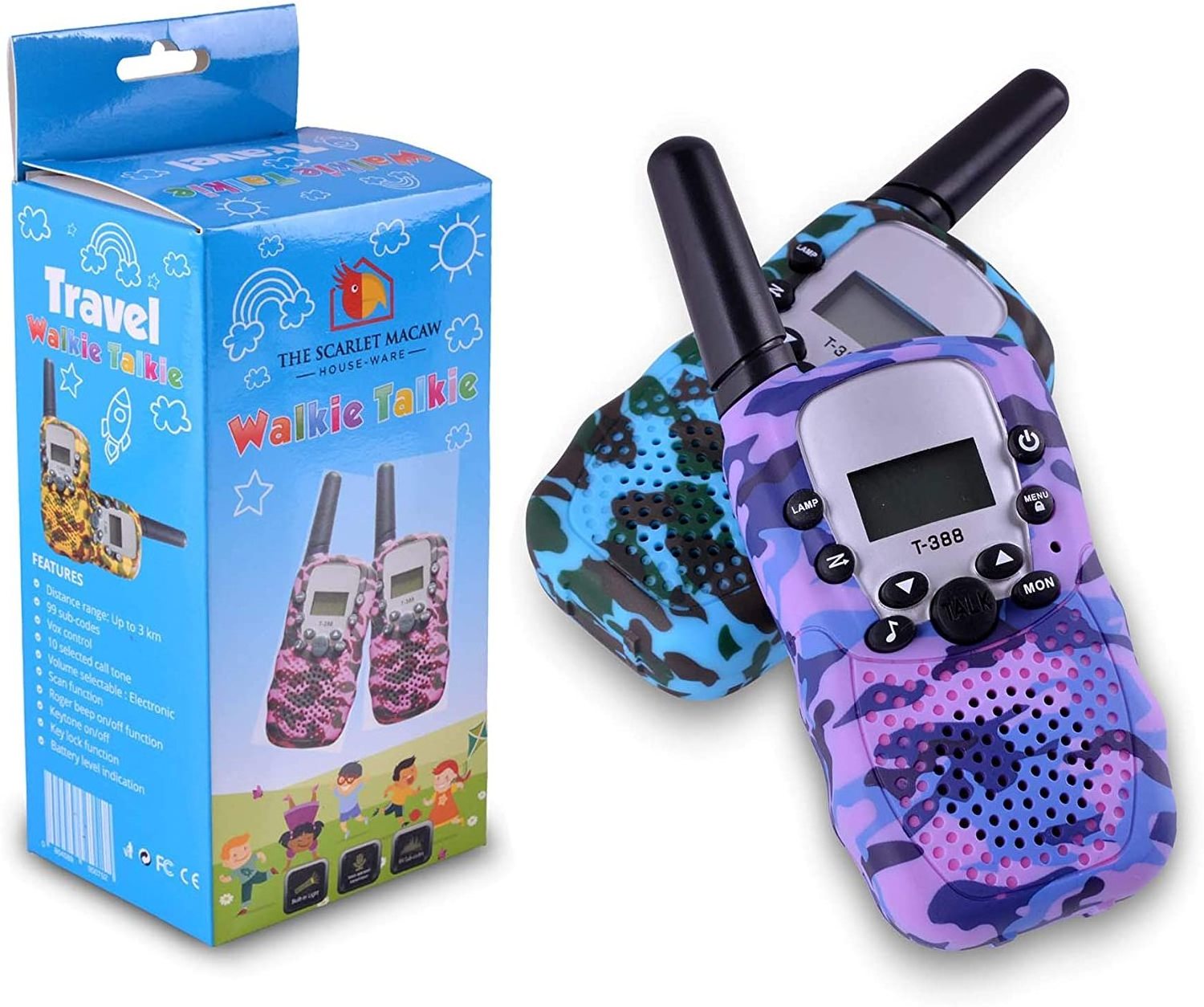 Walkie Talkies for Kids -Fun, Durable 3km Walkie Talkie Set with Flashlight Toy Gifts for Girls & Boys