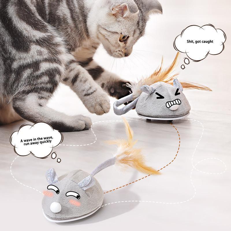 USB Charging Teasing Feather Tail Kitten Games Interactive Toy Electronic Mouse Cat Toy Interesting Novelty Cat Accessories