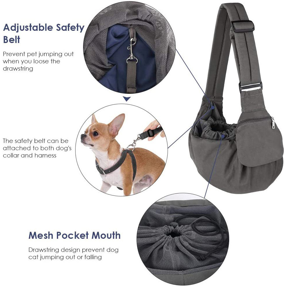 Pet Sling Carrier - Small Dog Cat Sling Pet Carrier Bag Safe Reversible Comfortable Machine Washable Adjustable Pet Bag