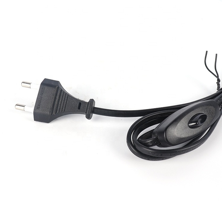 high quality KC 2 pin extension electric power cords with ON/OFF 304 switch