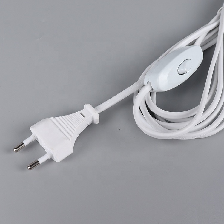 high quality KC 2 pin extension electric power cords with ON/OFF 304 switch