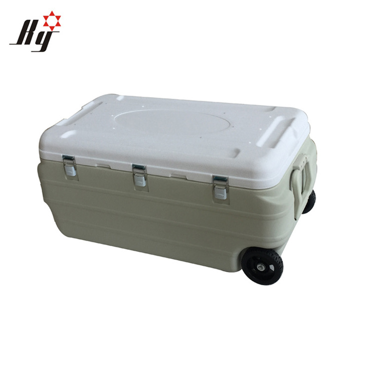 170L Large ice chest chilly bin plastic trolley cooler box with wheels for fishing camping