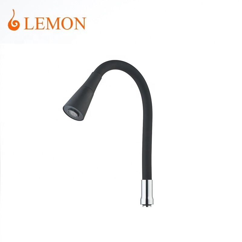 Lemon high pressure kitchen faucet with colorful flexible silicone neck spout hose 2 modes sprayer 360 degree swivel tap nozzle