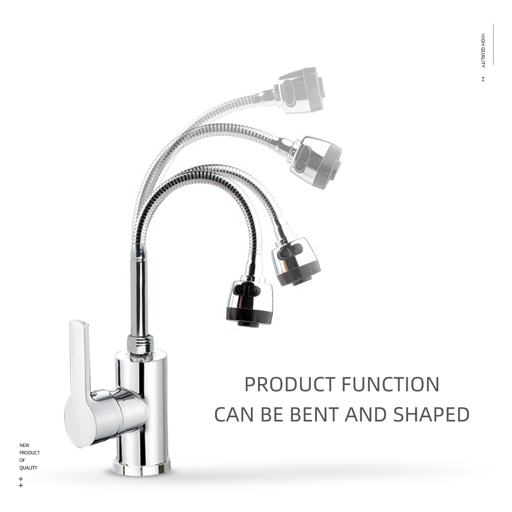 ABS black chrome filtered stainless steel flexible hose faucet cold water long flexible steel hose neck tap kitchen sink faucet