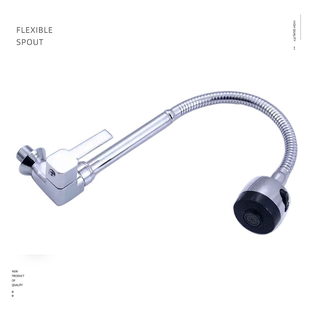 OEM Kitchen Sink Tap Single Hole Single Handle Stainless Steel Faucet Wall Mounted Zinc Body Kitchen flexible Faucet spout Brass