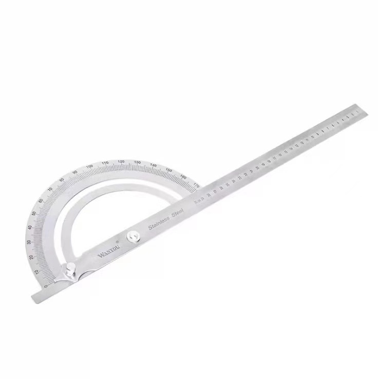 Stainless Steel Adjustable Round Head Angle Protractor 0-180 Degrees Gauge With Laser Etched Scale