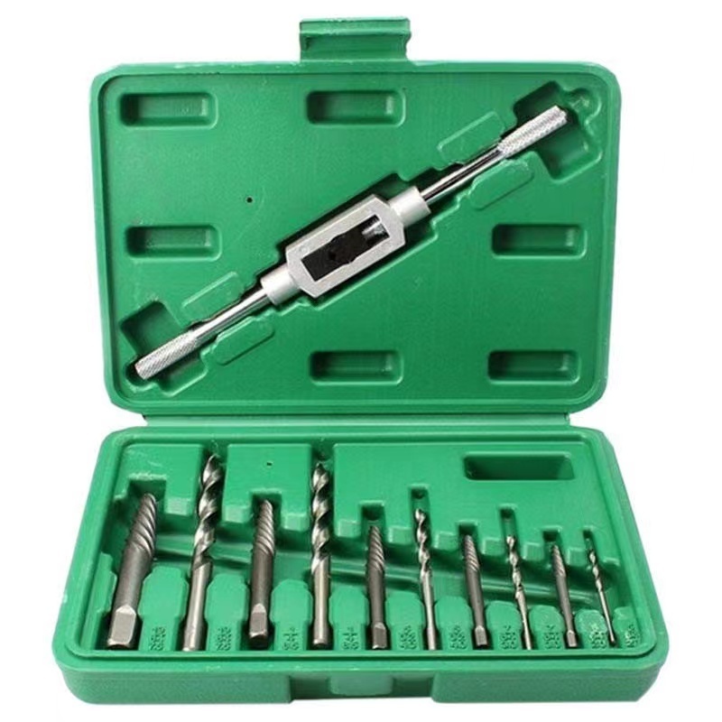 Damaged Tap Pipe Faucet Repair Handle 11Pcs Broken Rusty Screw Bolt Extractor Set Stripped Stud Remover With Reamer Wrench