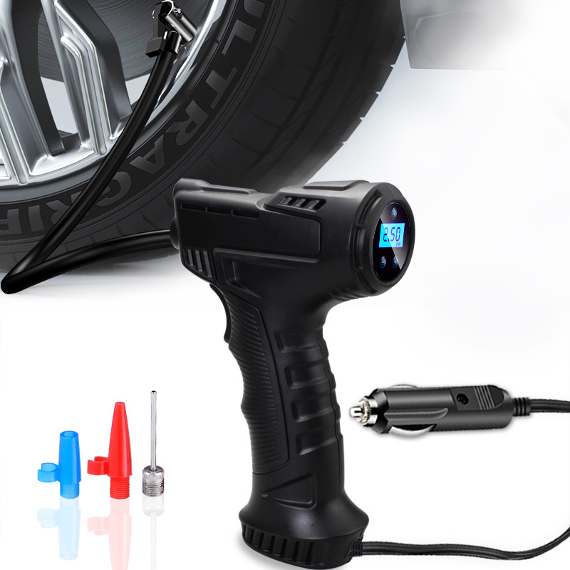 Tyre Inflator,120W Wireless Car Air Compressor Portable USB Rechargeable Inflatable Pump with 3 Inflate Nozzles LED Lighting