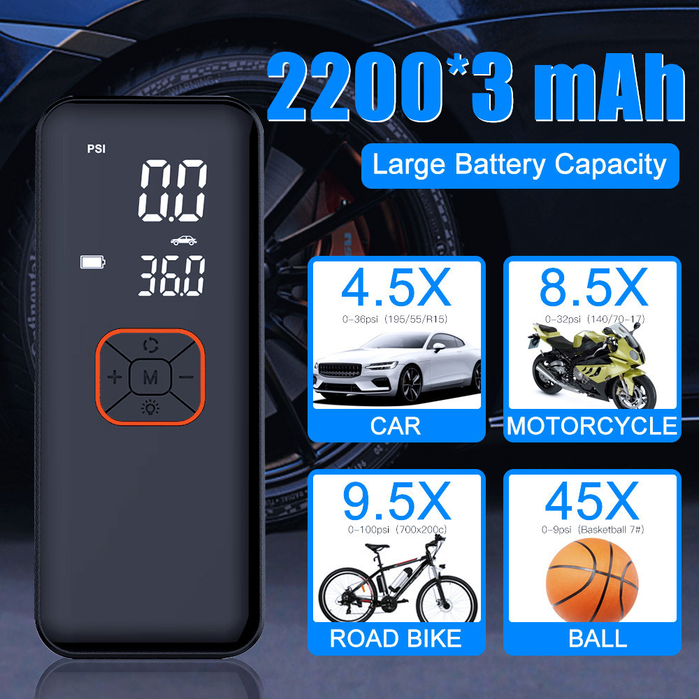 New Arrival cordless or corded rechargeable digital mini tire inflators portable battery  air pump compressor for car 150 psi