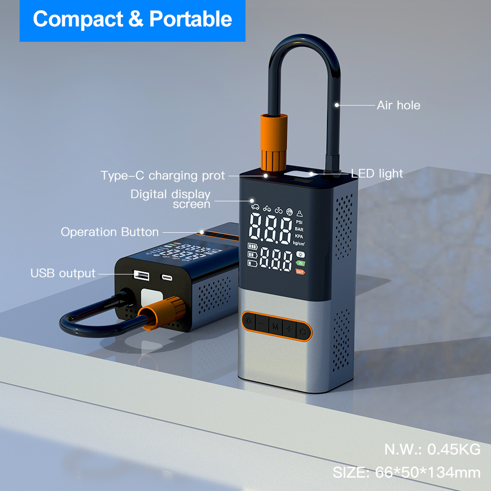 mini digital tire tyre inflators portable battery cordless tires rechargeable Wireless car air pump compressor for car