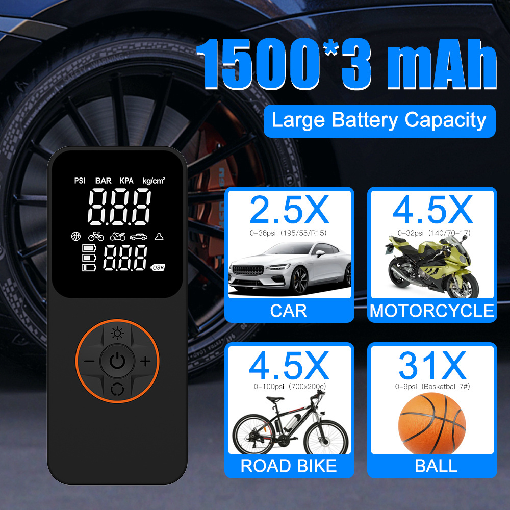 mini electric 12V wireless digital air pump bike car air compressor for car tires tyre pump bicycle portable car tire inflator