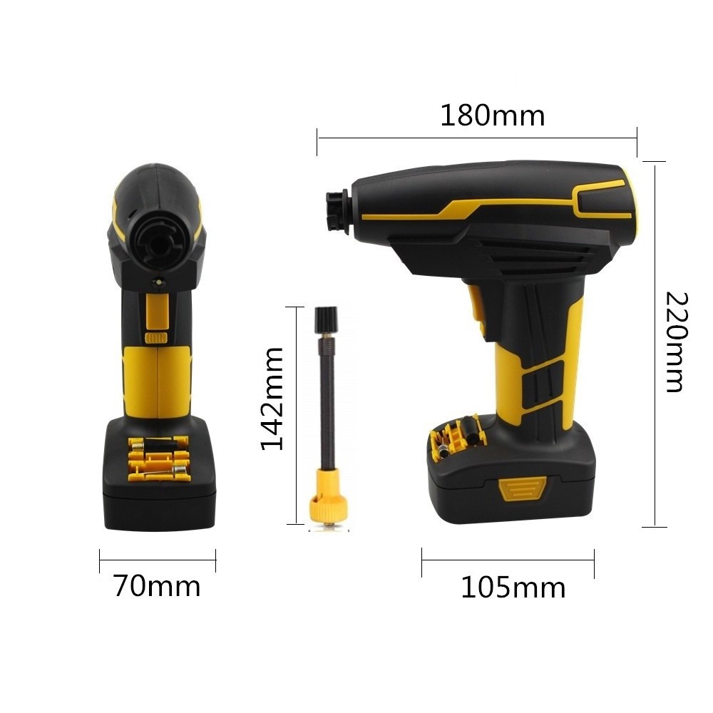 WriWireless Gun Shape Tire Inflator with Charger, Automotive Handheld Portable Air Compressor Auto Tire Inflator Pump