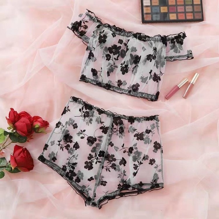 2023 transparent women sexy lingerie sexy eroticism womens sexy underwear Short 2 Pieces Sleepwear Pajamas