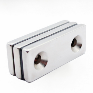 Block Rare Earth Magnet Rectangular Block Neodymium Magnets With Countersunk Holes