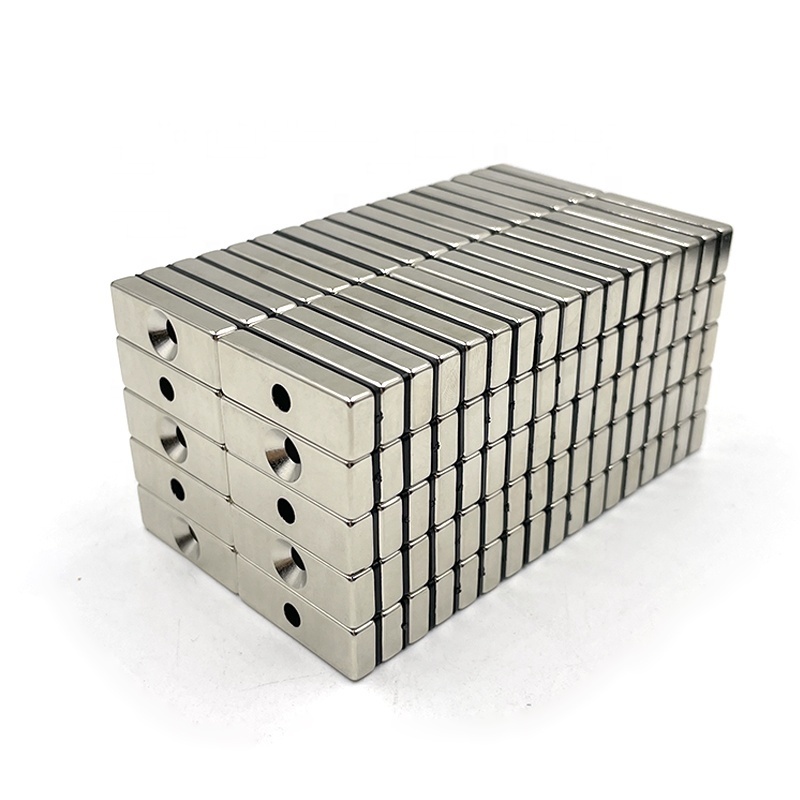 wholesale NdFeb neodymium block rectangle magnet 20x10x5 with countersunk hole for #3 screw for cabinet doors closures