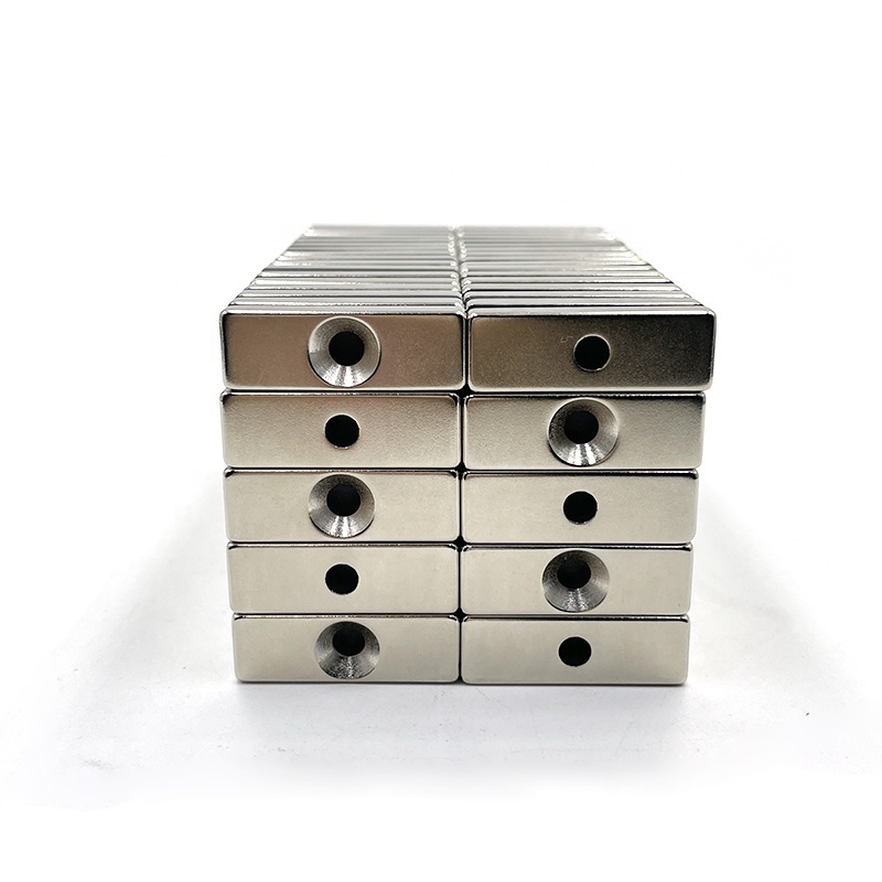 wholesale NdFeb neodymium block rectangle magnet 20x10x5 with countersunk hole for #3 screw for cabinet doors closures