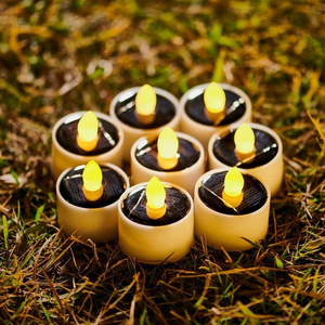 Set of 6 Solar Powered Outdoor decorative flameless candle Amber flicker tea solar tea candles