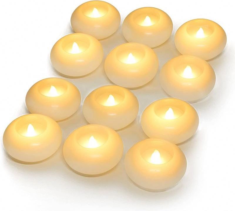 Water Activated 3 inch Flicker LED Floating Wax Candles  floating candles lights  Flameless Batteries Tea Lights