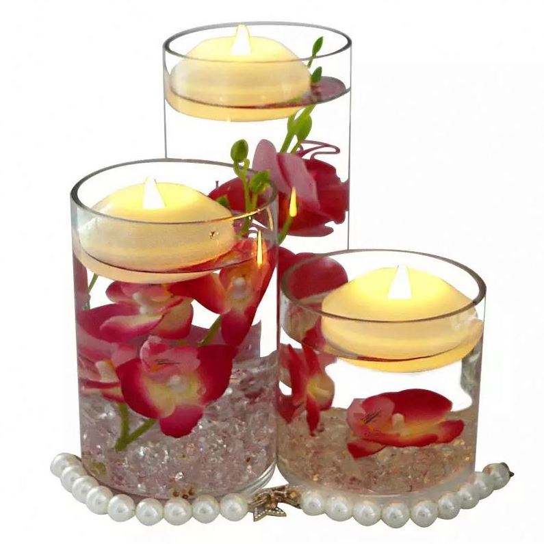 Water Activated 3 inch Flicker LED Floating Wax Candles  floating candles lights  Flameless Batteries Tea Lights