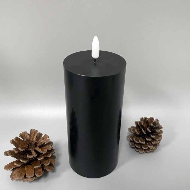 Battery powered real paraffin LED candle black electronic candle with internal timer