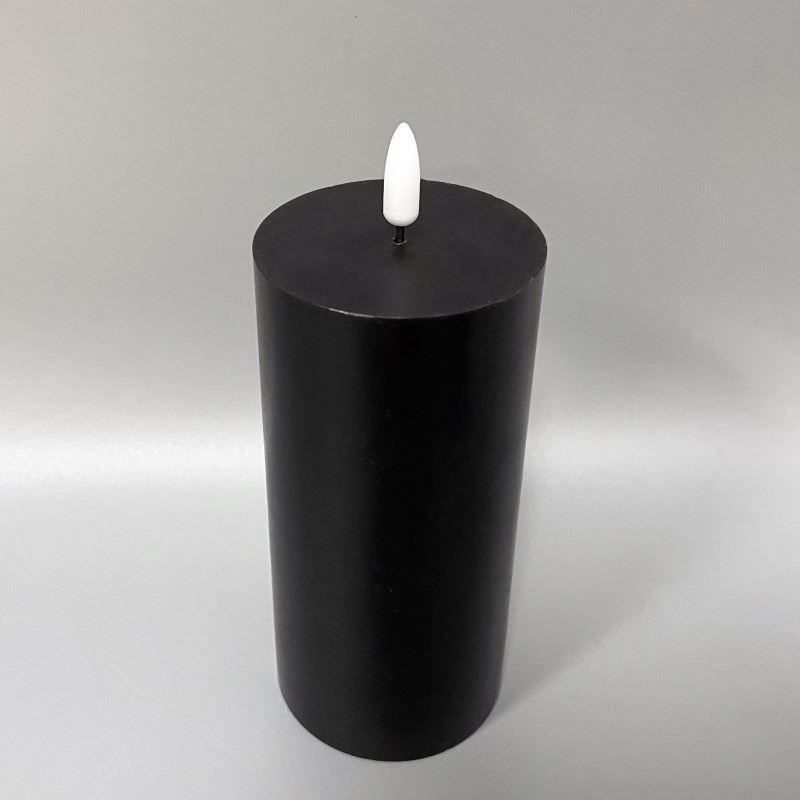 Battery powered real paraffin LED candle black electronic candle with internal timer