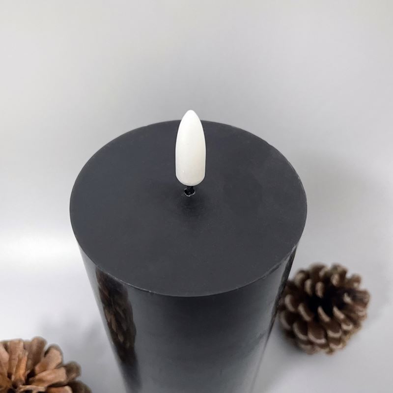 Battery powered real paraffin LED candle black electronic candle with internal timer