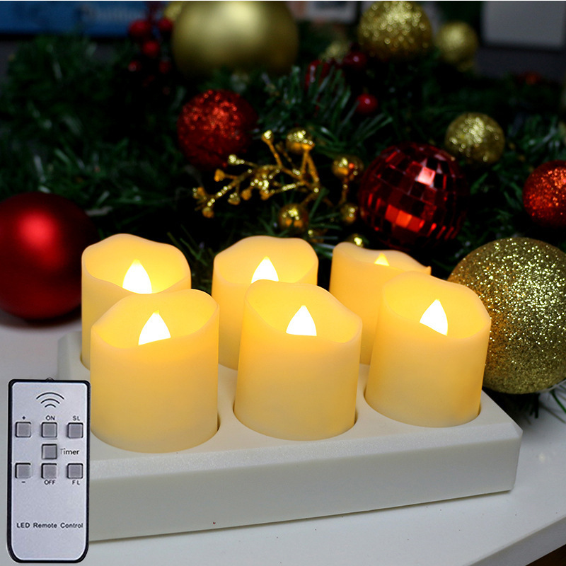 Halloween Christmas birthday decoration remote control LED candle USB charging tea light simulation plastic LED candle light