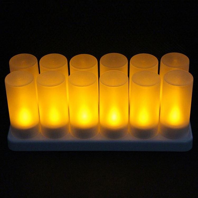 Set Of 12 Mini Flameless Led Tea Light Candles Warm flashing Light tea rechargeable canlde light set