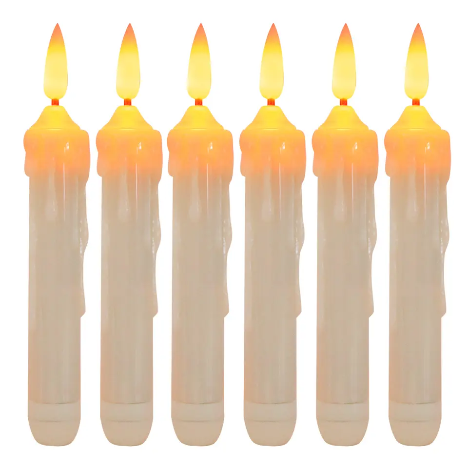 New 3D flame head desktop candle light Christmas restaurant wedding decoration Wax drip LED taper candle light