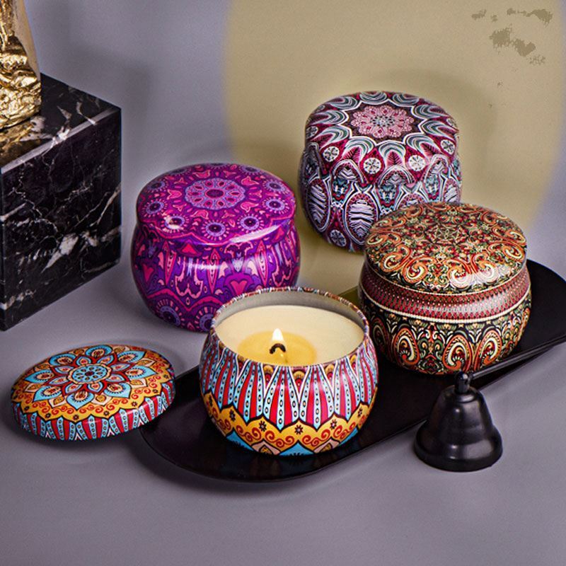 Hot style aromatherapy Candles Natural Soy Wax Scent Candle Gift Set Tin can Scented Candles