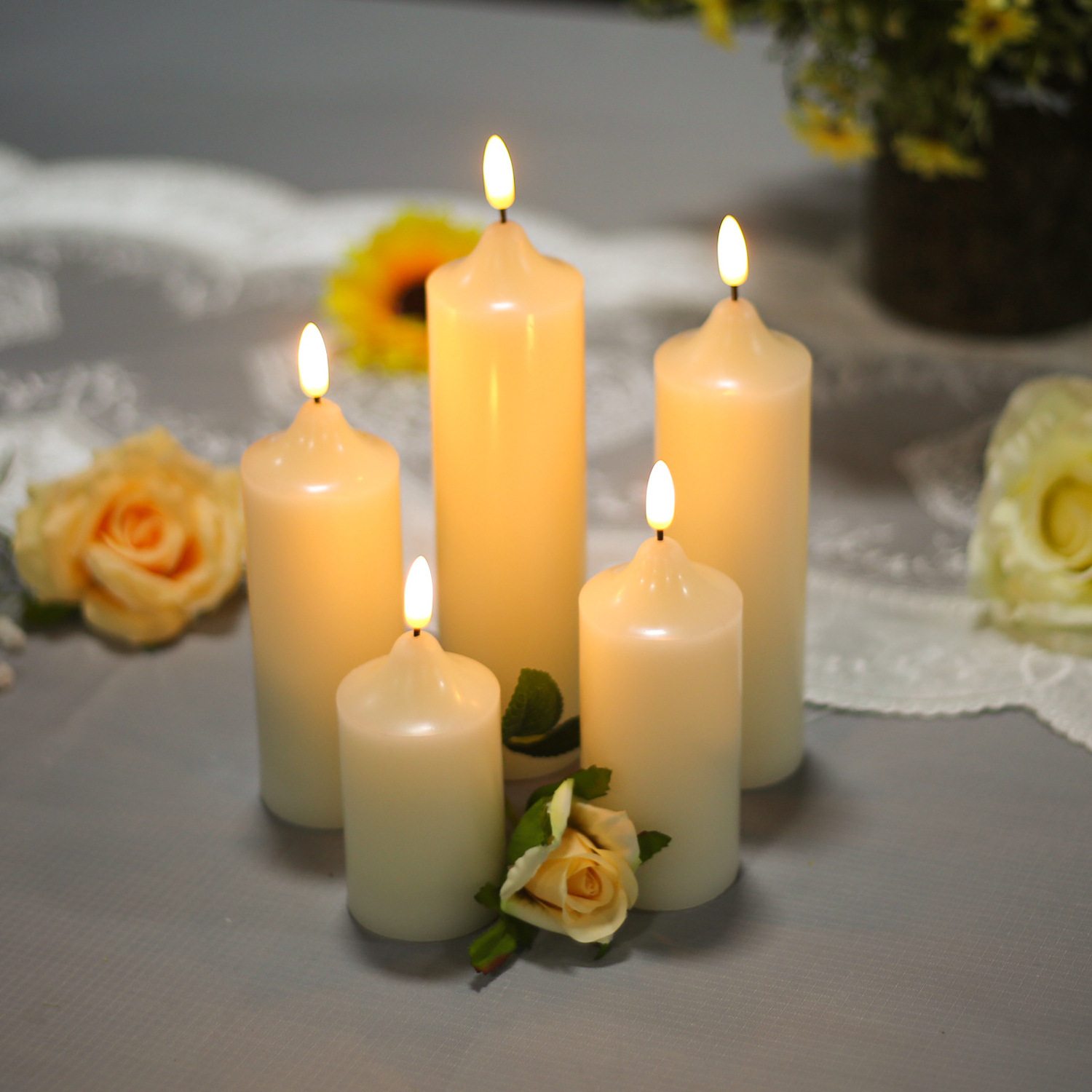 High Quality 3D real flame battery operated home decoration flameless Led Candle light Set led votive candle