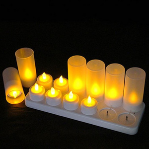 Set Of 12 Mini Flameless Led Tea Light Candles Warm flashing Light tea rechargeable canlde light set