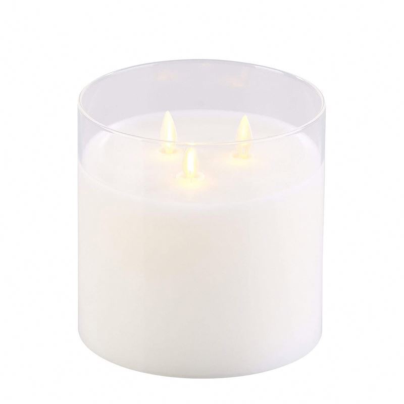 Custom 3-Wick Realistic Flameless Gold Glass Candle Flickering Luxury Decorative large led candles