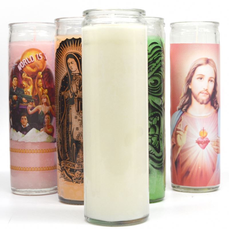 Handmade Multicolor 7 day candle Scented Religious Church Plain Glass Jar Candle