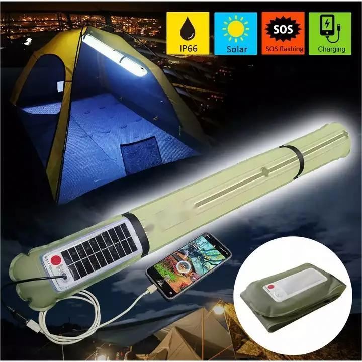 New Solar Camping Lights Inflatable Outdoor Led Solar Lantern Light With Hanging Hook Lightbulb Collapsible Camping Lanterns