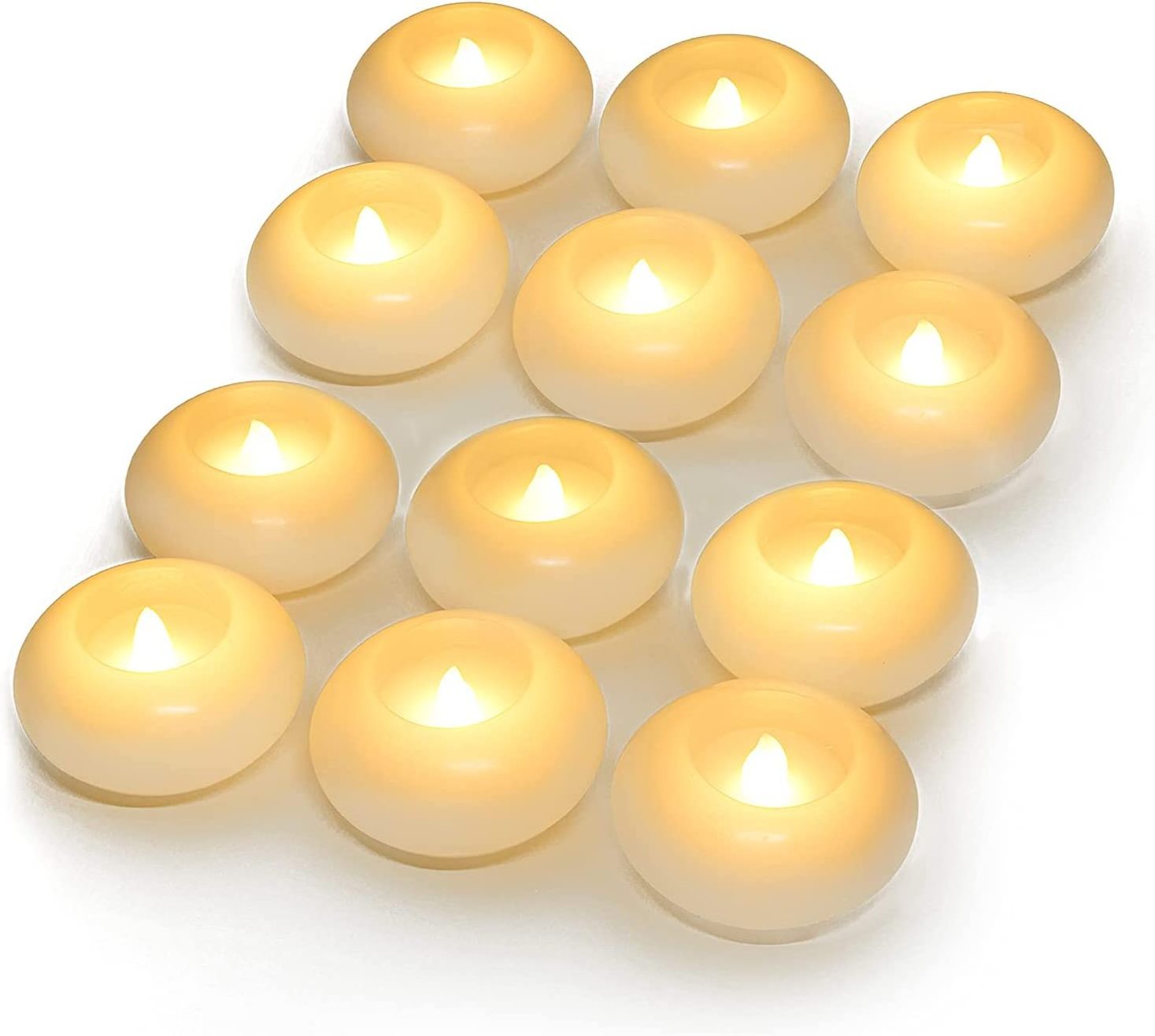 Wholesale 3 inch Flicker LED Wax Candles Water Activated floating candles lights  Flameless Batteries  Floating Tea Light