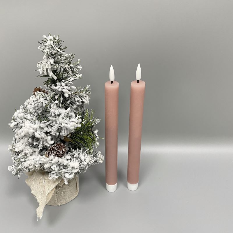 Wholesale set of 2 simulation wick ivory paraffin wax home decoration battery operated timer candle led