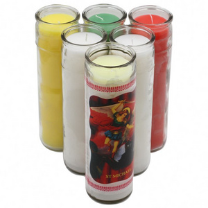 Handmade Multicolor 7 day candle Scented Religious Church Plain Glass Jar Candle