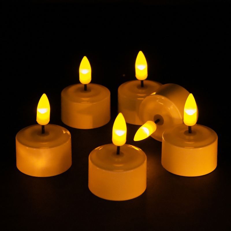 Set of 6 3D Flameless Led Tea Light Candles Warm Light elegant Christmas led rechargeable candle lights with remote control