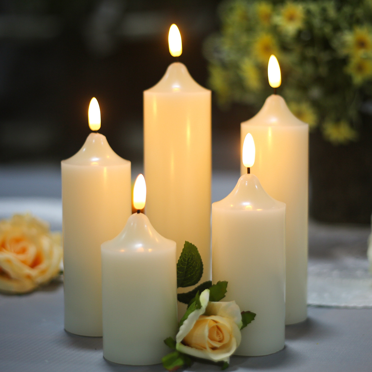 High Quality 3D real flame battery operated home decoration flameless Led Candle light Set led votive candle