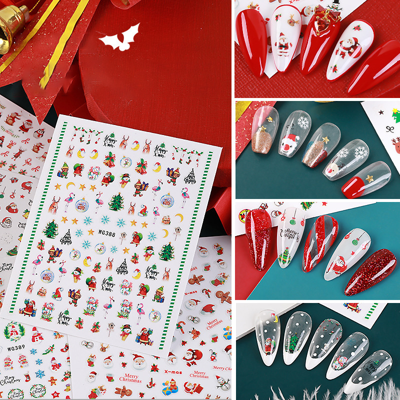 2023 Wholesale Latest Christmas Nail Stickers For Nails 3D Christmas Adhesive Nail Art Decals