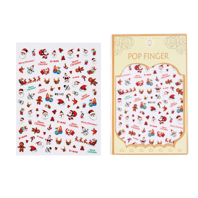 2023 Wholesale Latest Christmas Nail Stickers For Nails 3D Christmas Adhesive Nail Art Decals