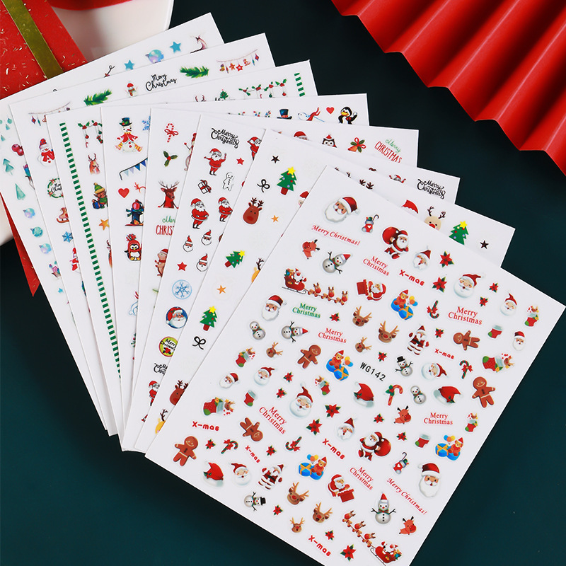 2023 Wholesale Latest Christmas Nail Stickers For Nails 3D Christmas Adhesive Nail Art Decals