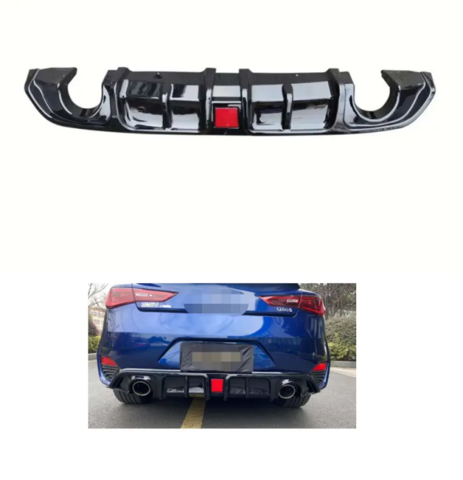 Wholesale universal car rear bumper diffuser lip spoiler with light for Infiniti Q60 2017-2020 rear bumper diffuser universal