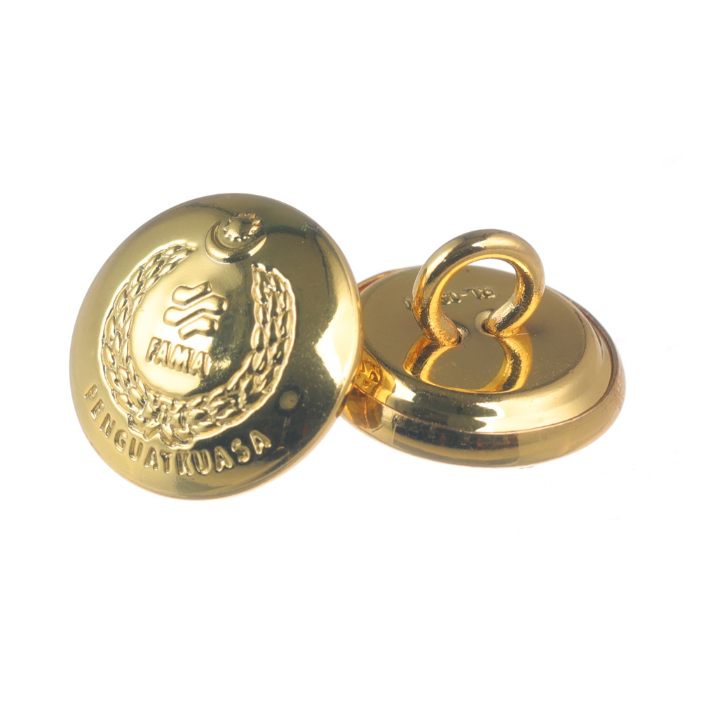 Bright Gold Color Metal Sewing Buttons 17mm 21mm 25mm OEM Logo Brass Tack Buttons for Coat Blazers Suits Jackets