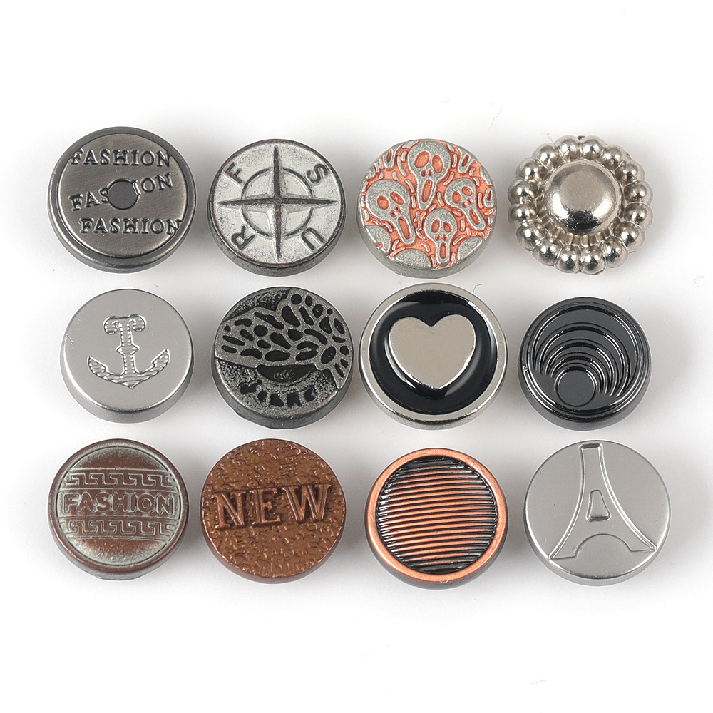 OEM ODM Custom Embossed Logo Pocket Button Metal  Tack Jeans Button Buttons and Rivets for Denim Jacket Pants