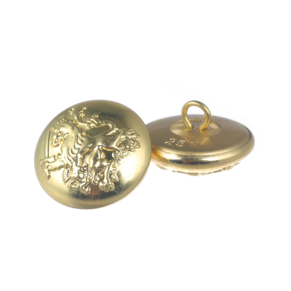 Bright Gold Color Metal Sewing Buttons 17mm 21mm 25mm OEM Logo Brass Tack Buttons for Coat Blazers Suits Jackets